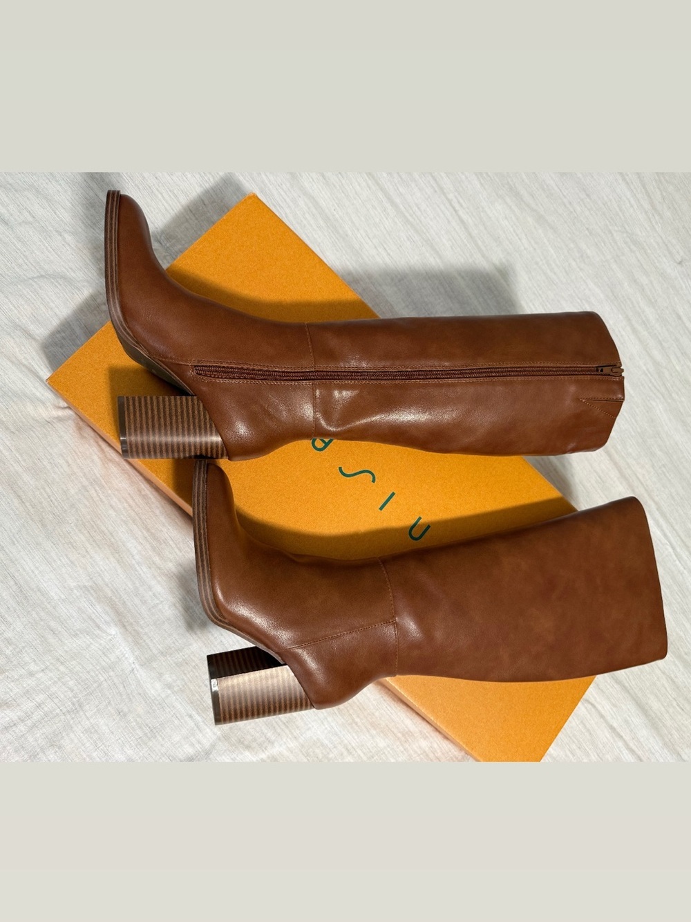 Unisa Brown Leather Knee-High Block Heel Boots